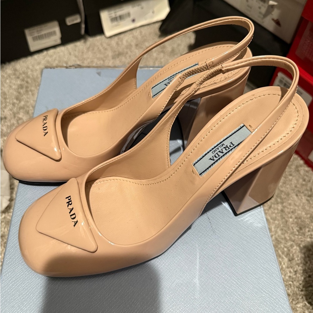 Prada Women's Cream Slingback Heels